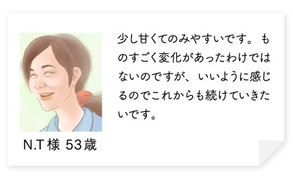 少し甘くてのみやすいです。ものすごく変化があったわけではないのですが、いいように感じるのでこれからも続けていきたいです。